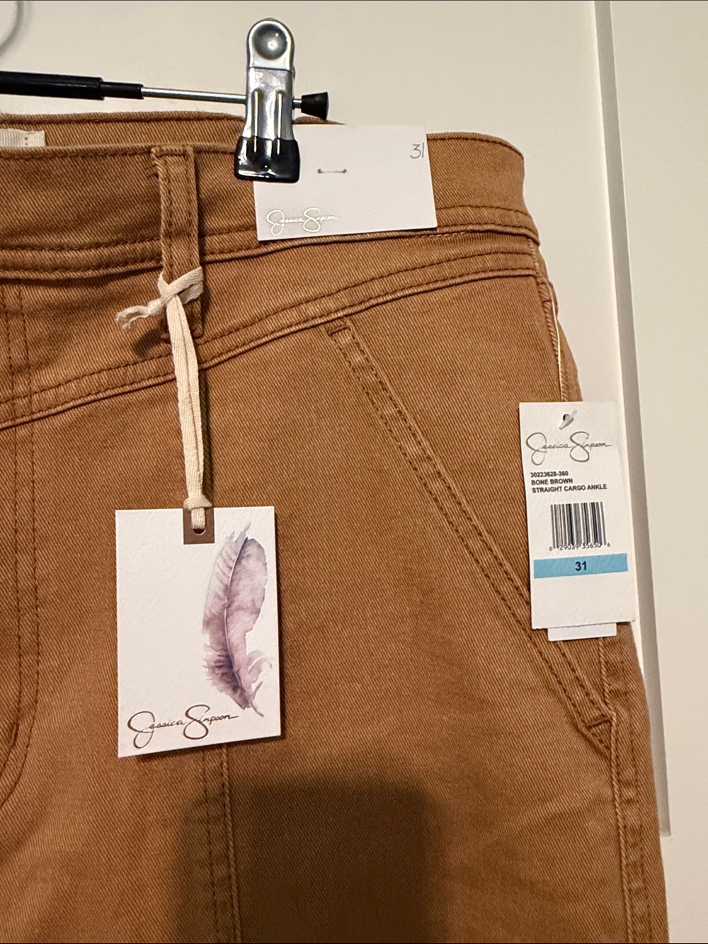 Jessica Simpson Straight-Leg Utility Cargo Pants in Tan Brown Gorpcore Size 31 - Picture 3 of 11